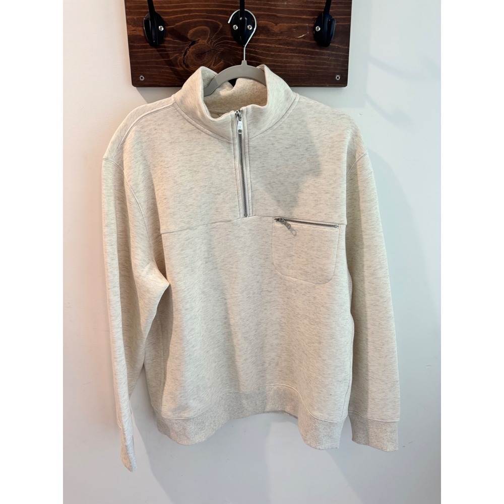 Banana Republic Mens Oatmeal Heather Quarter Zip Sweatshirt NWT Large
